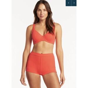 NWT Sea Level Vesper Katie Boy Leg Swim Short 6 Tangerine Orange Beach Summer